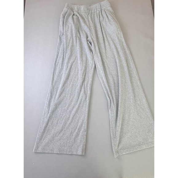 Böhme Pants - Bohme Ribbed Knit Wide Leg Lounge Pants Heather Gray Small